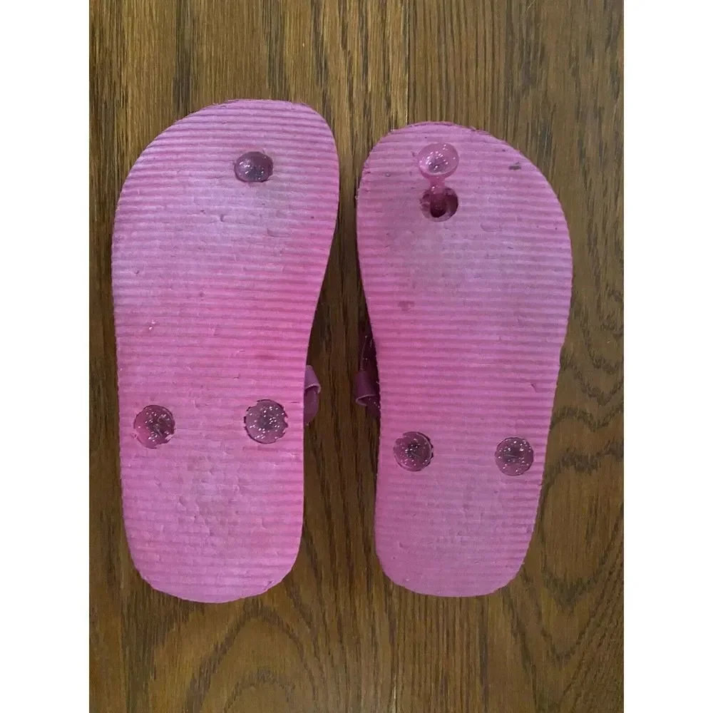 Frozen girls pink glittery flip flops